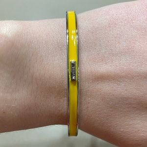 Fossil Silver-Toned Yellow Enamel Bangle Bracelet